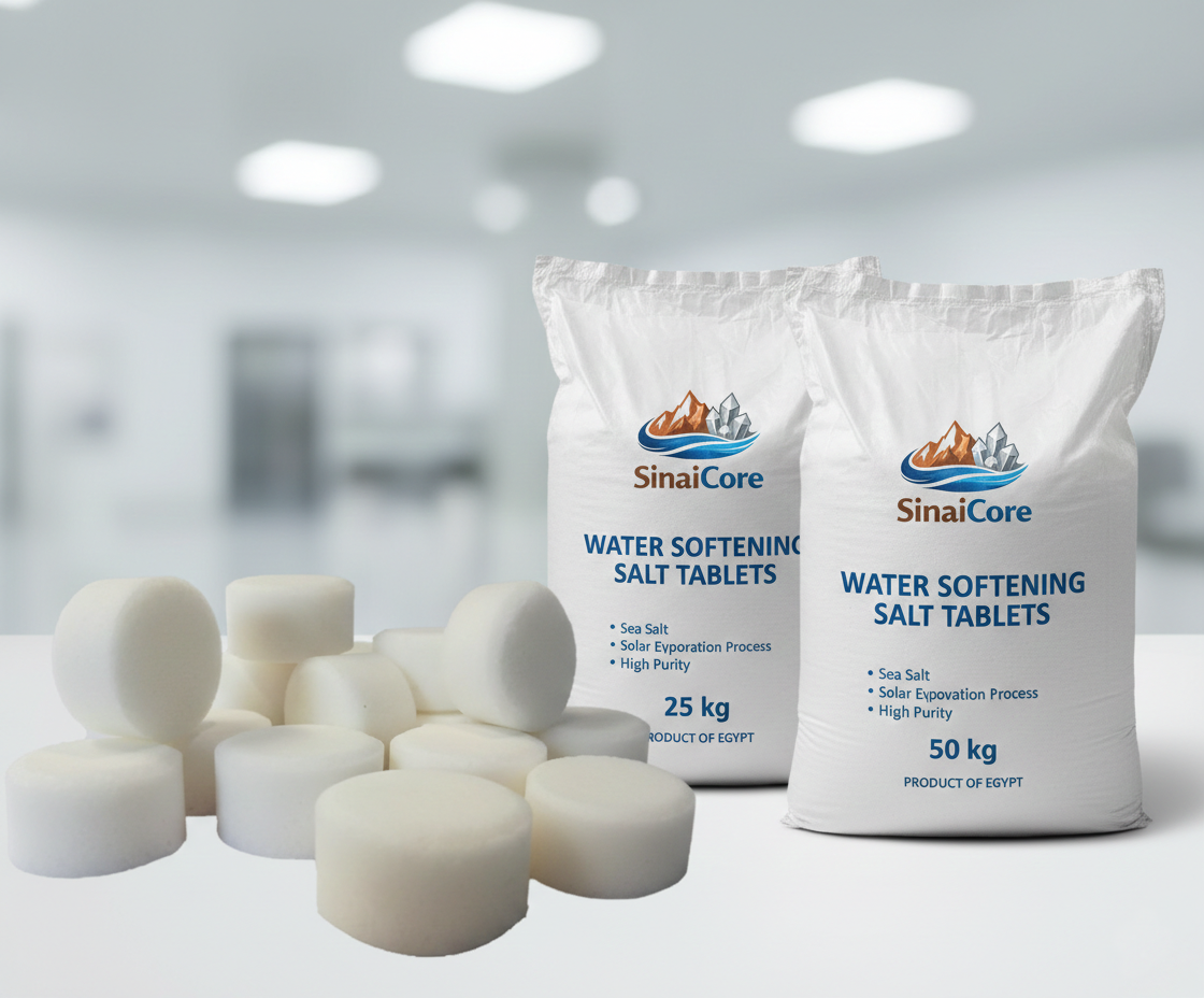 Compressed white water softening salt tablets in bulk